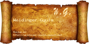Weidinger Gyula névjegykártya